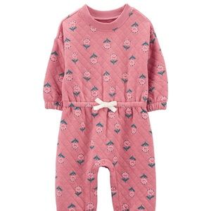 Carters | Pink Floral Quilted Playsuit 6M